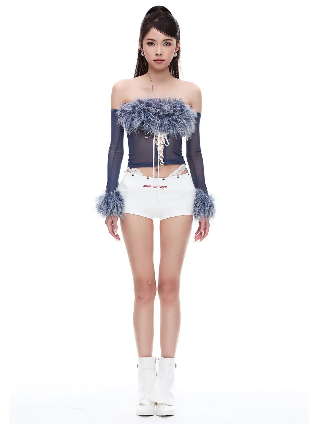 STE | Studded Lace Patchwork Shorts