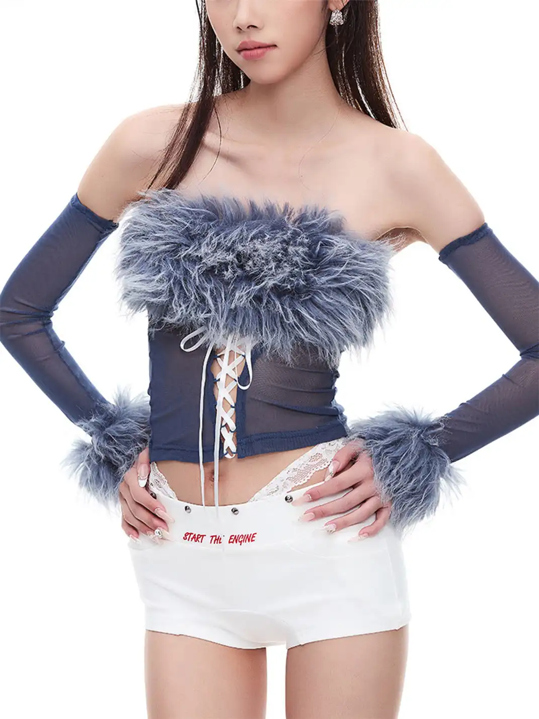 STE | Studded Lace Patchwork Shorts