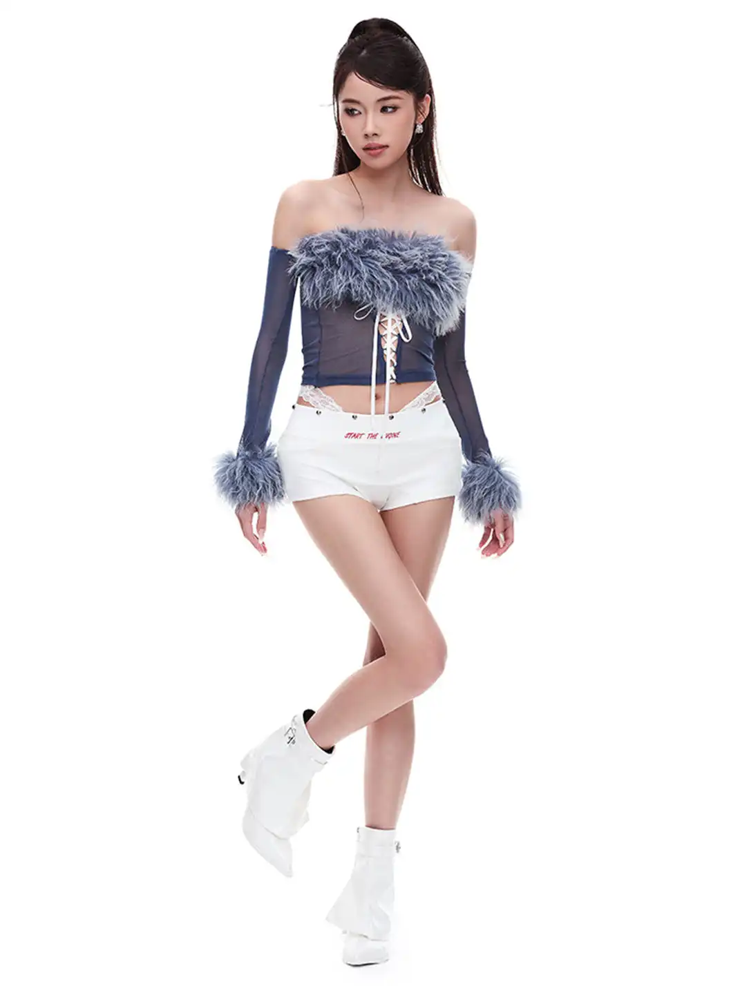 STE | Studded Lace Patchwork Shorts