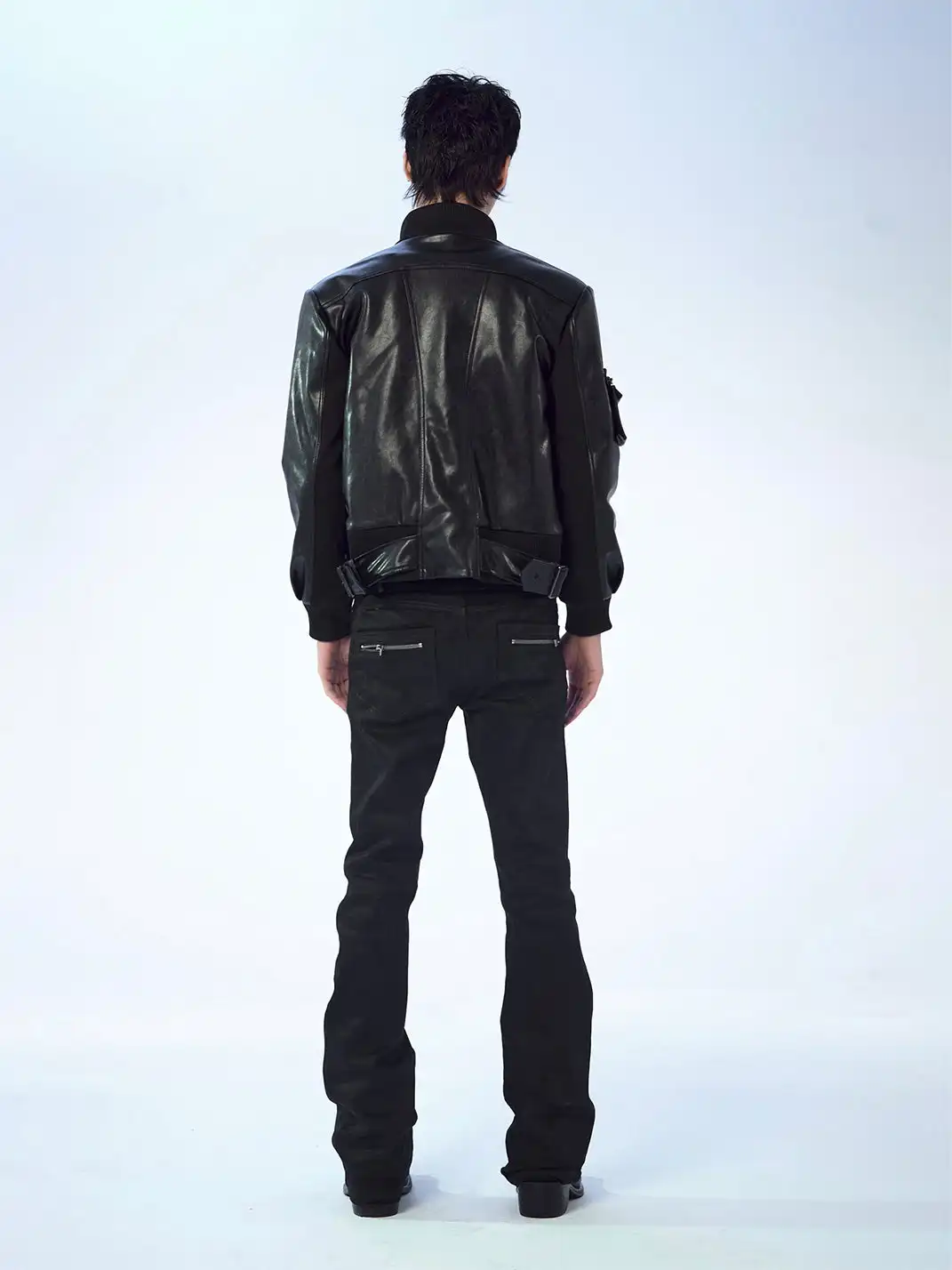 FreeOxygen | Low Waisr Waxed Slim Fit Trousers