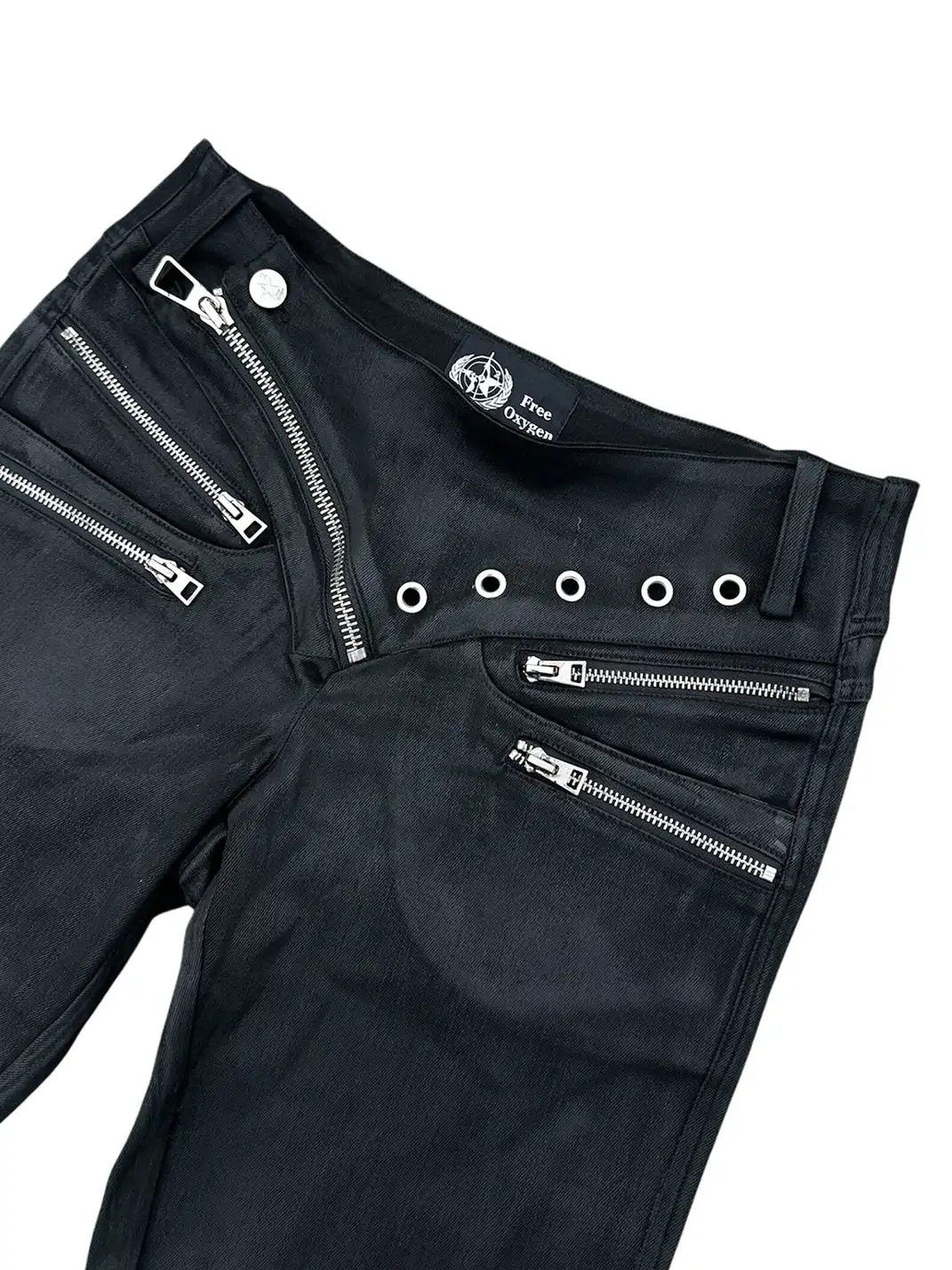 FreeOxygen | Low Waisr Waxed Slim Fit Trousers