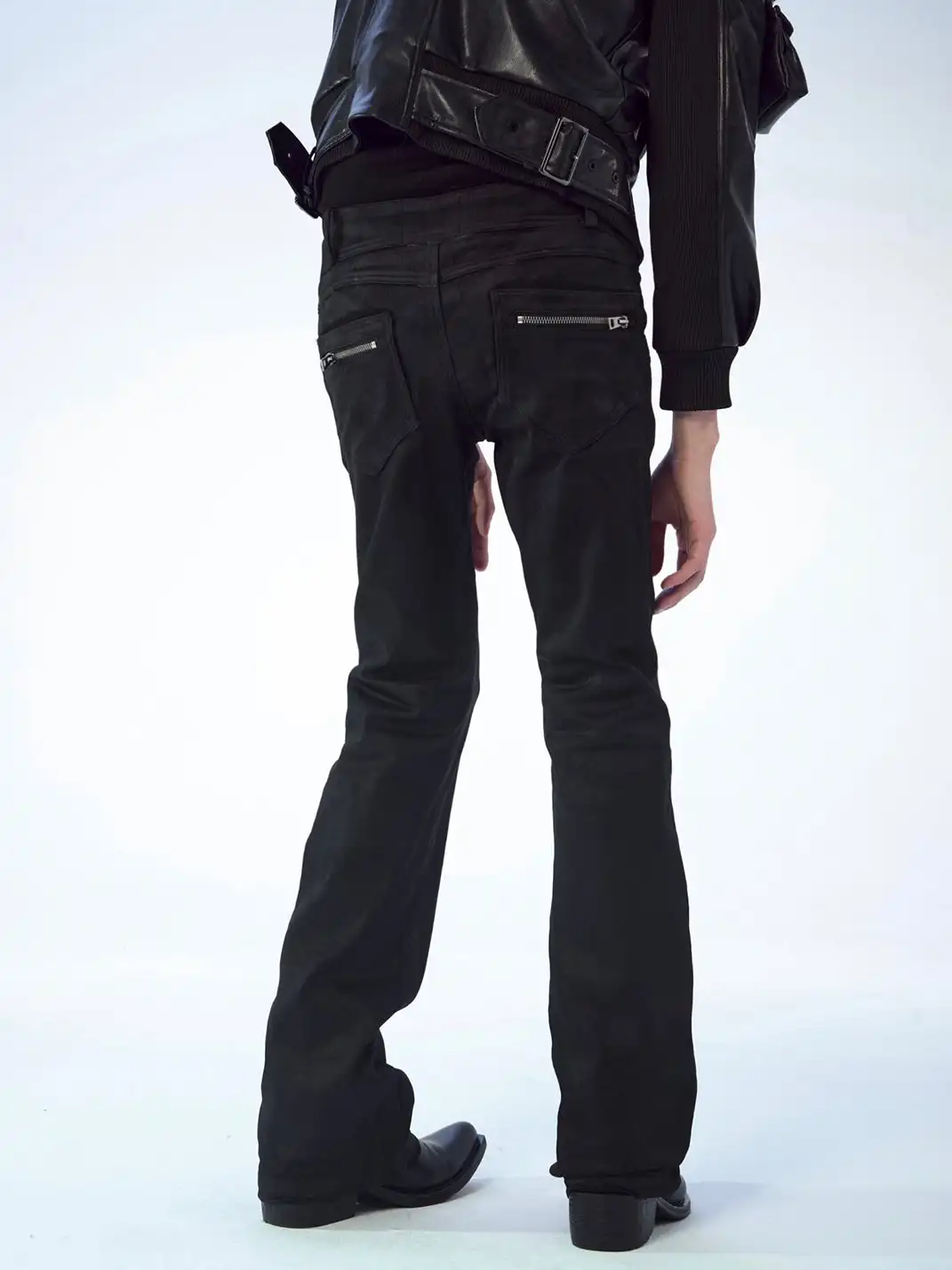 FreeOxygen | Low Waisr Waxed Slim Fit Trousers