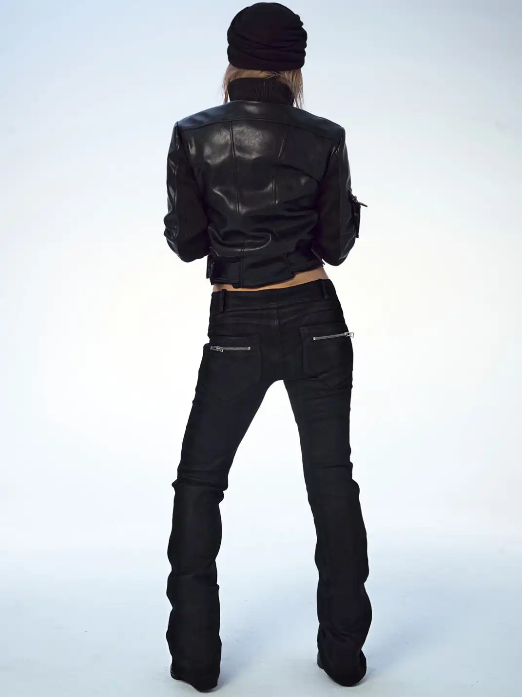 FreeOxygen | Low Waisr Waxed Slim Fit Trousers