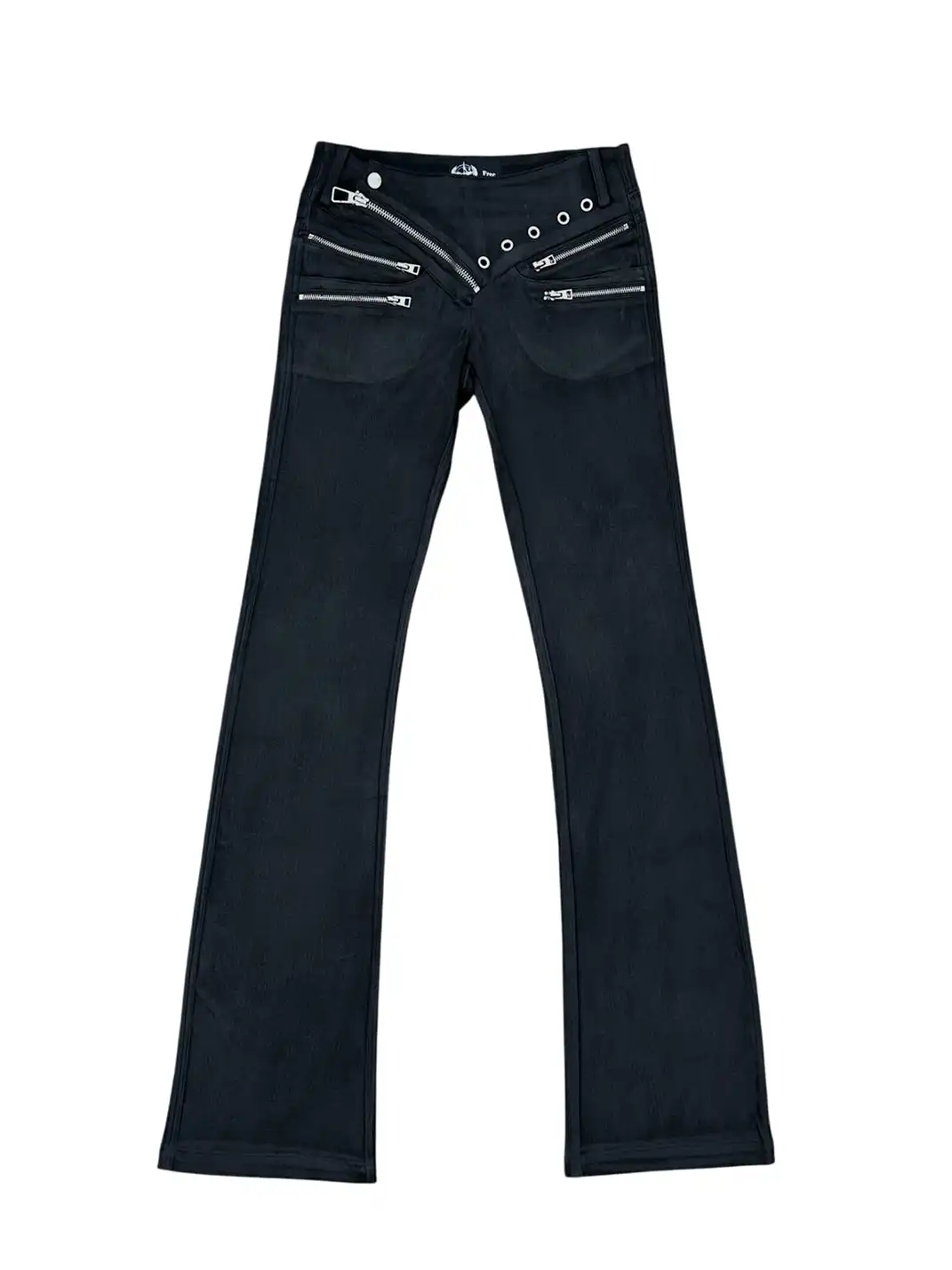FreeOxygen | Low Waisr Waxed Slim Fit Trousers