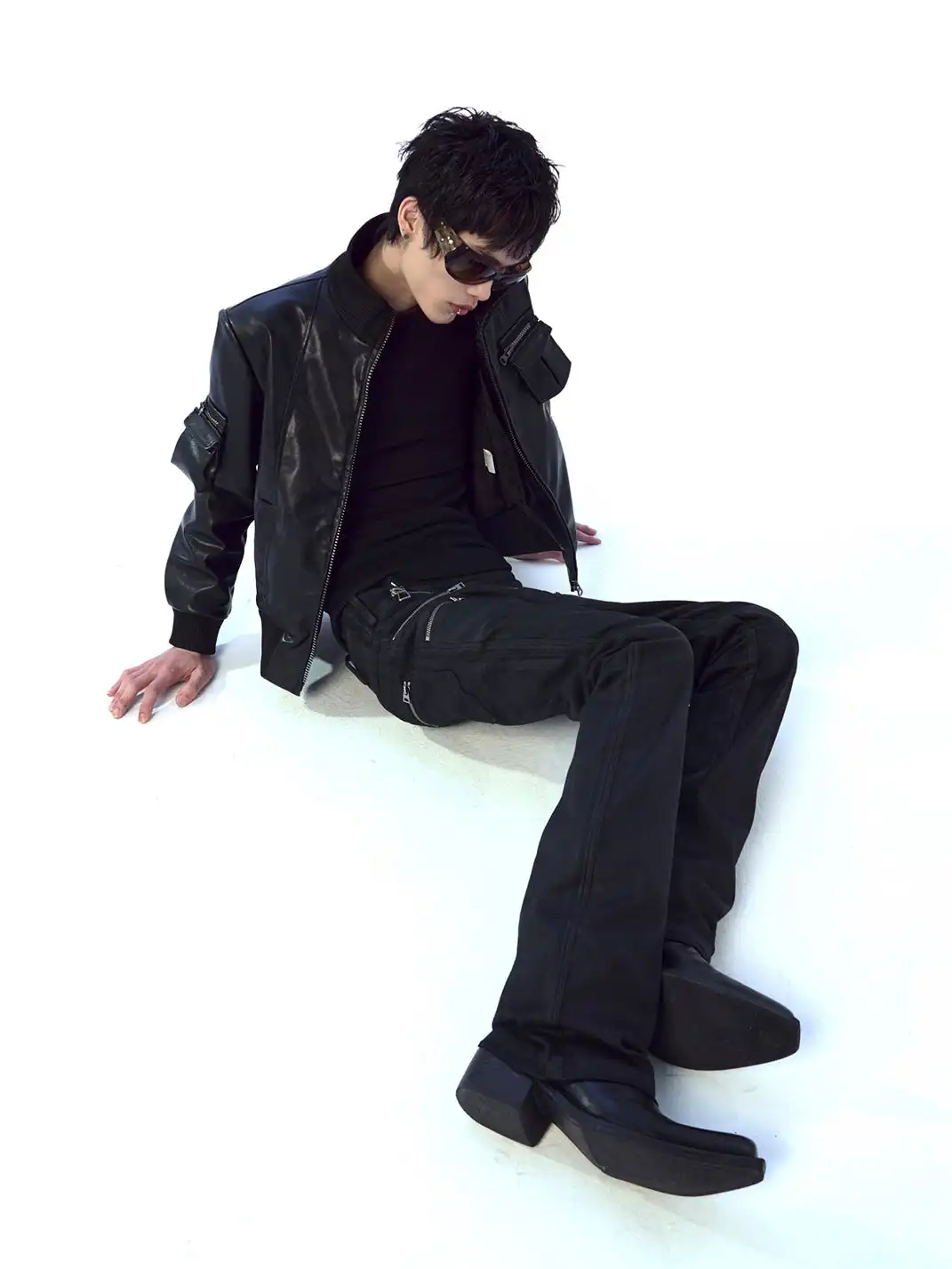 FreeOxygen | Low Waisr Waxed Slim Fit Trousers