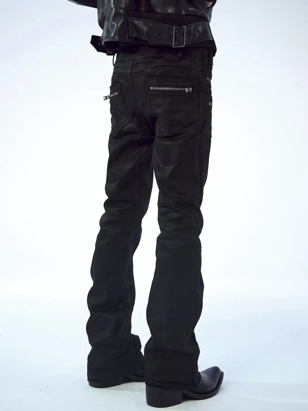 FreeOxygen | Low Waisr Waxed Slim Fit Trousers