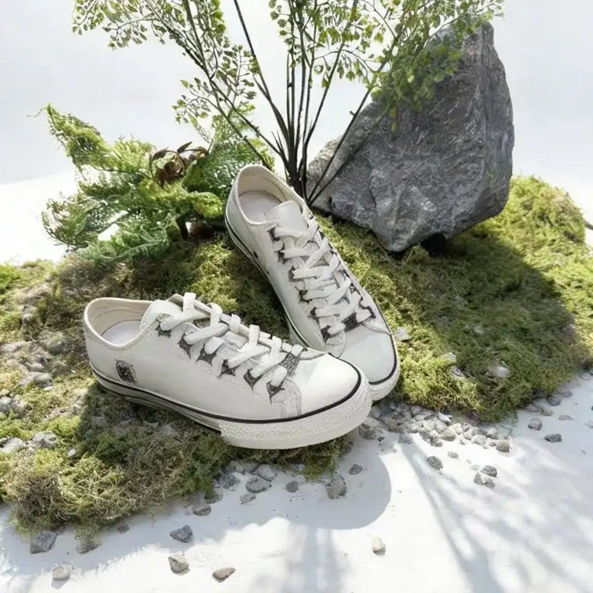ZOXINSTREET | Bullet-Hole Top-Grain Cowhide Canvas Shoes