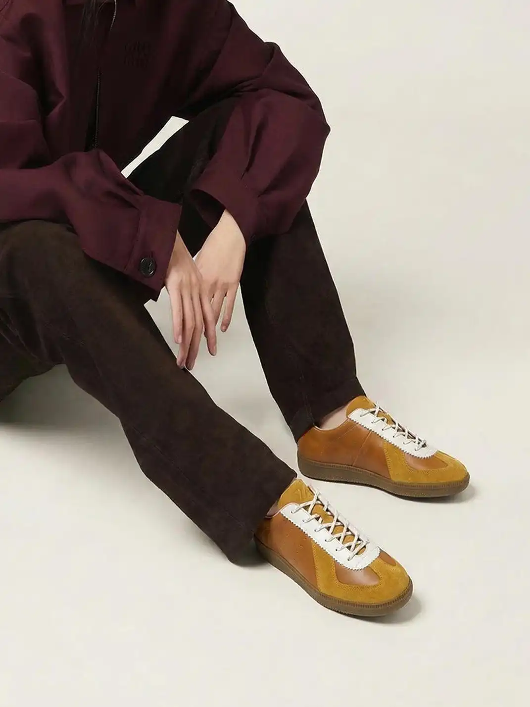 ZOXINSTREET | Cowhide Patchwork German Training Shoes
