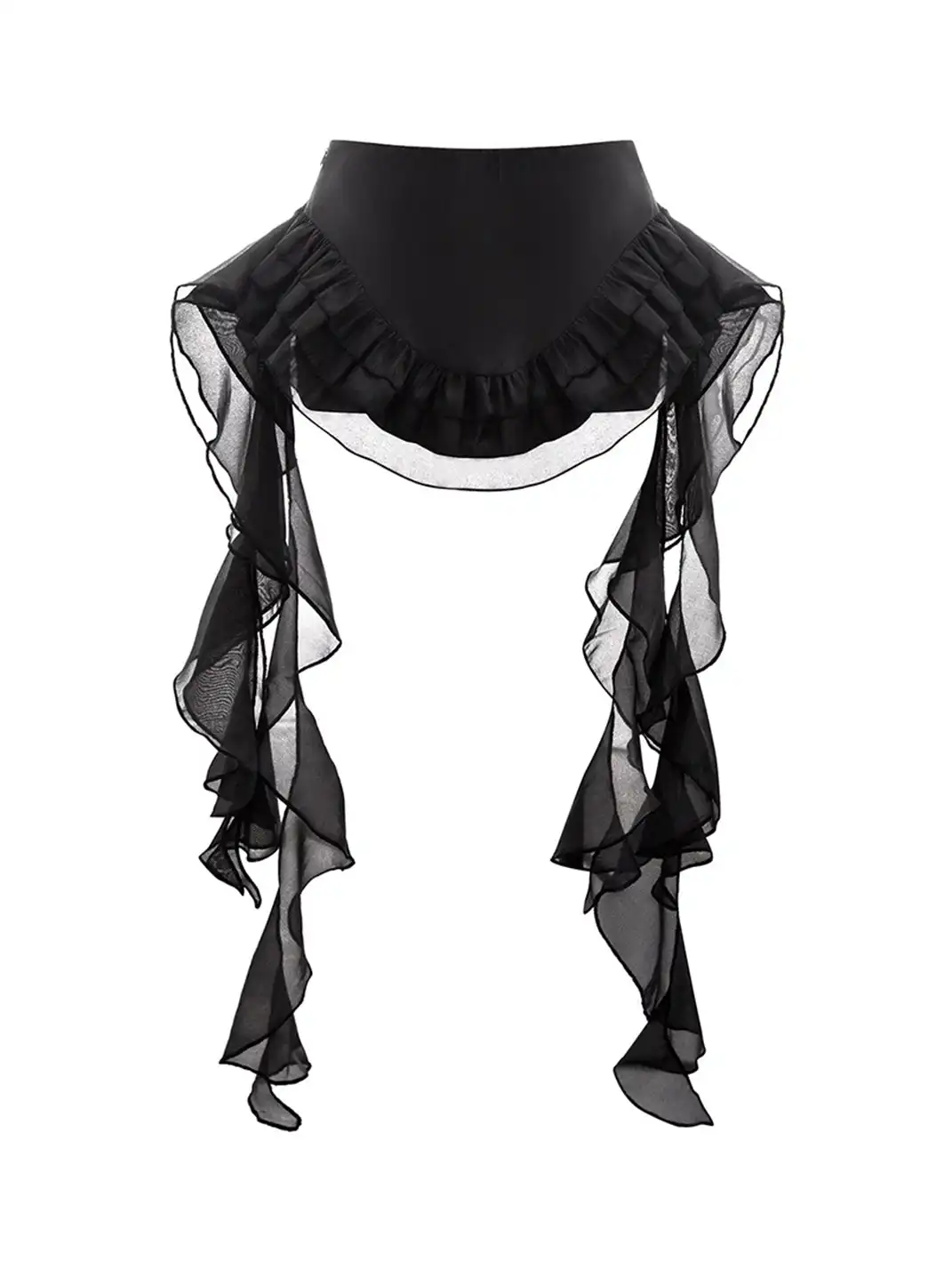 STE | Mesh Irregular Ruffle Ribbon Pants Skirt