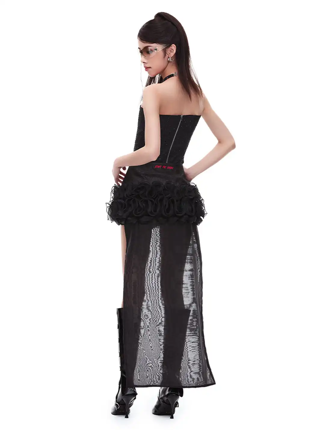 STE | Lace-Trimmed Strappy Train Mini Skirt