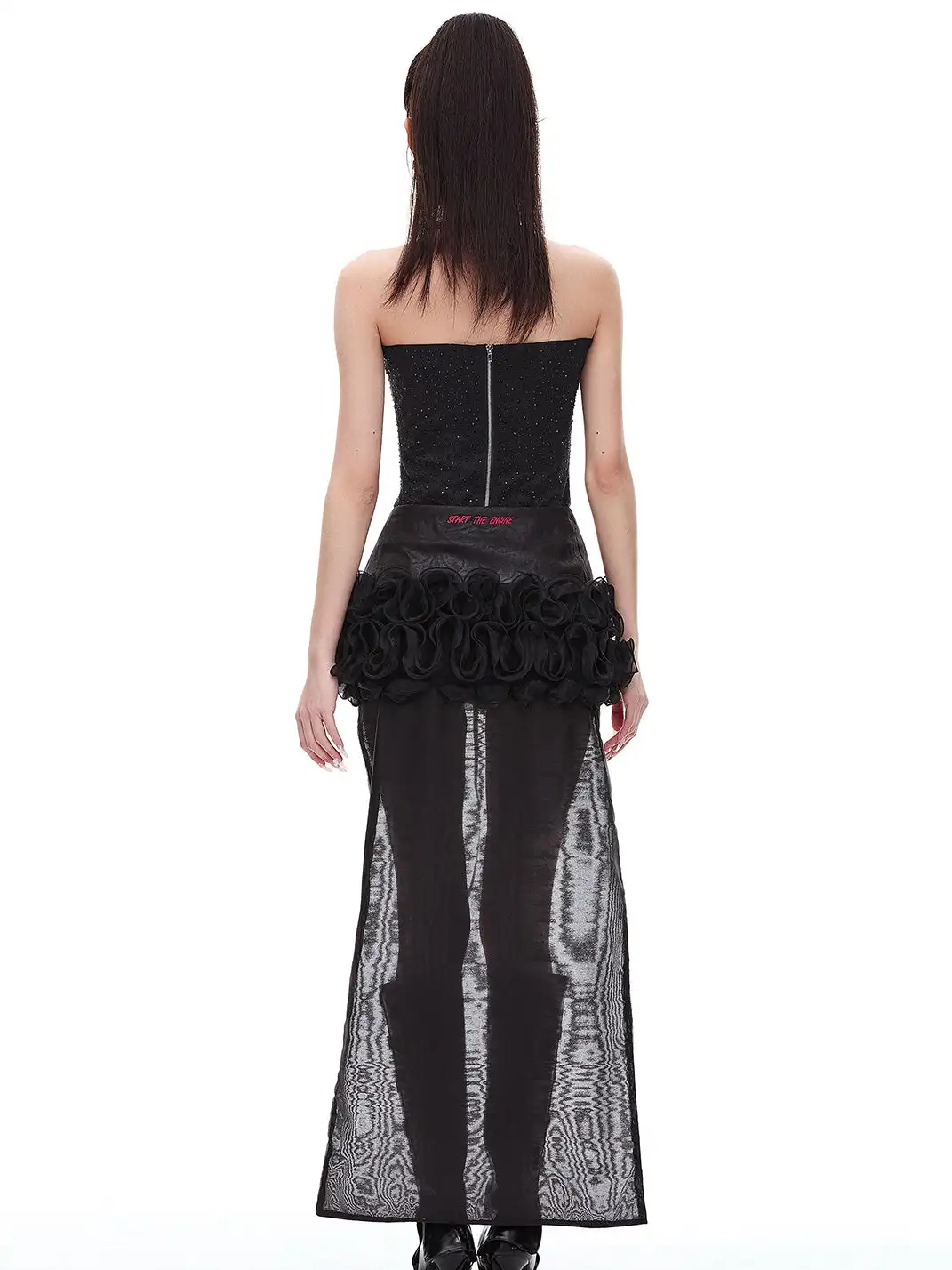 STE | Lace-Trimmed Strappy Train Mini Skirt