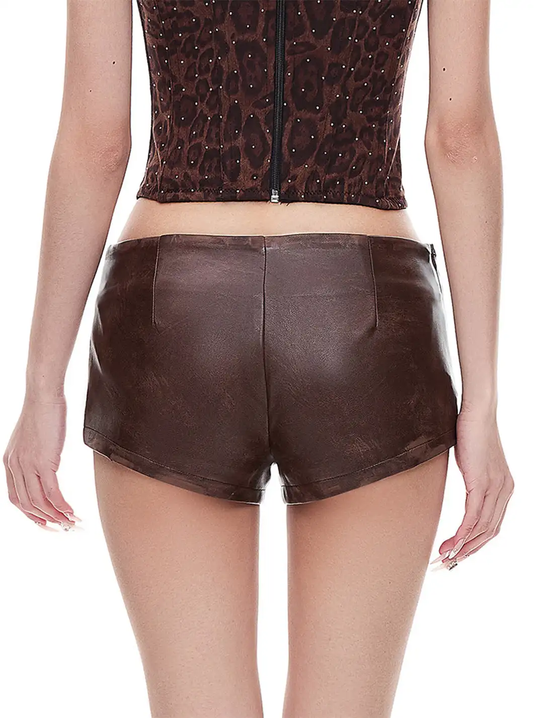 STE | PU Slim-Fit Stretch Leather Shorts