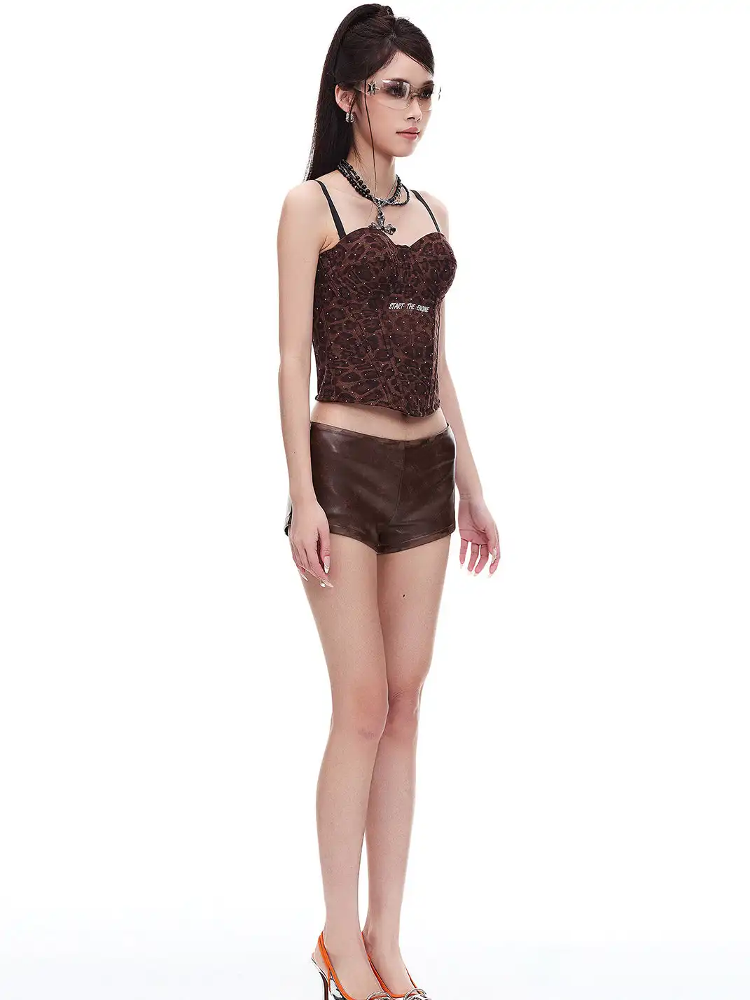 STE | PU Slim-Fit Stretch Leather Shorts