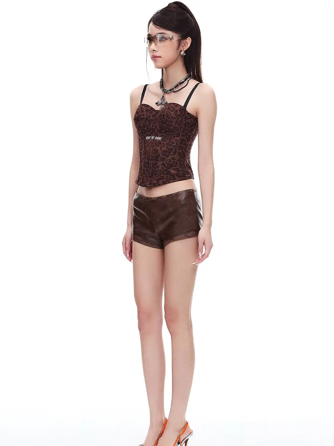 STE | PU Slim-Fit Stretch Leather Shorts