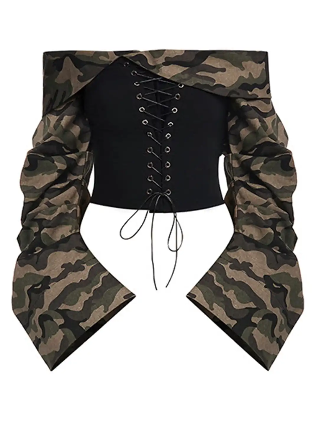 STE | Off-The-Shoulder Camouflage Strapless Top