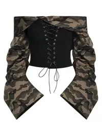 STE | Off-The-Shoulder Camouflage Strapless Top