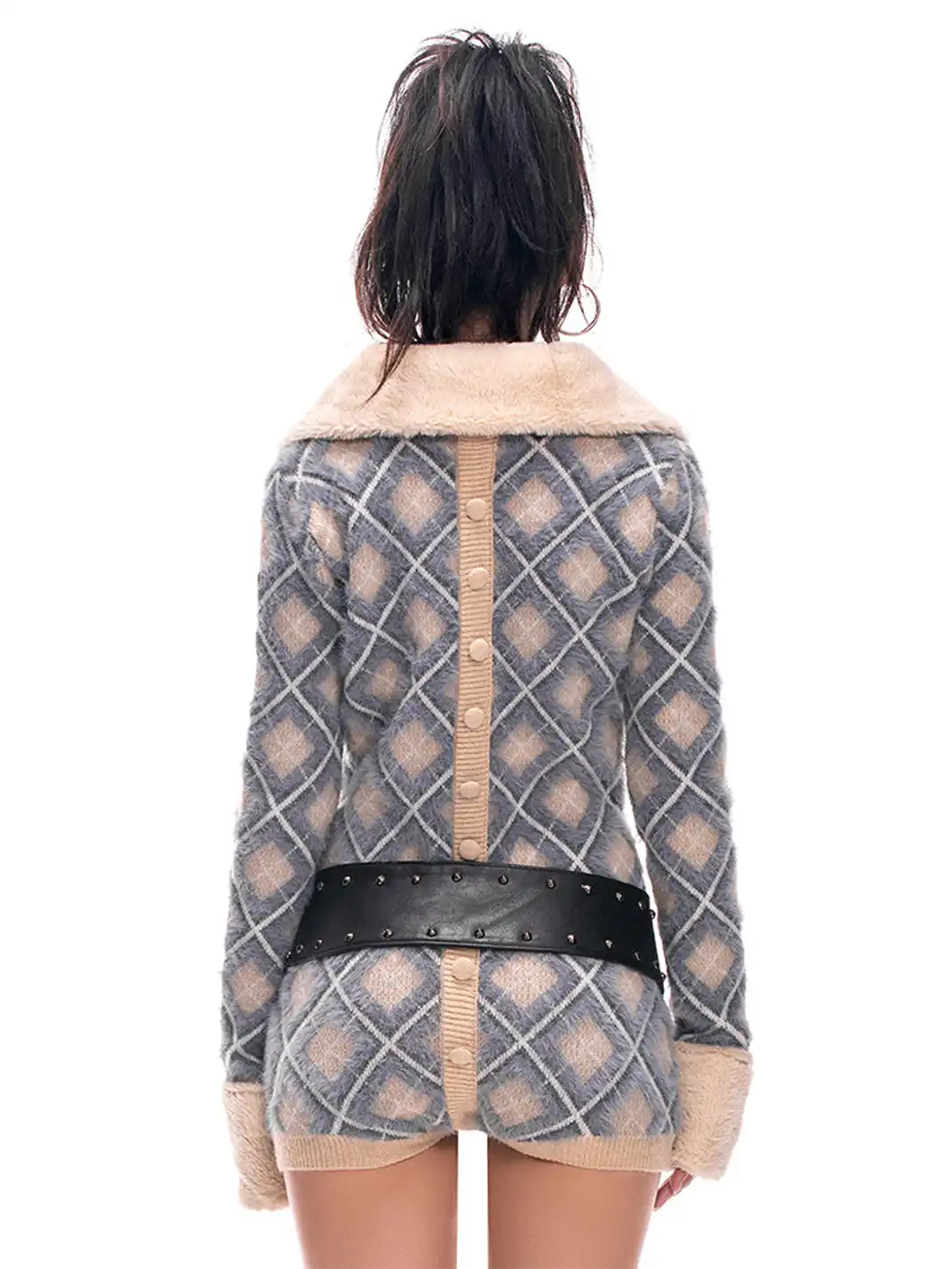 STE | Checkered Button-Down Knit Bodysuit