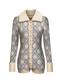 STE | Checkered Button-Down Knit Bodysuit