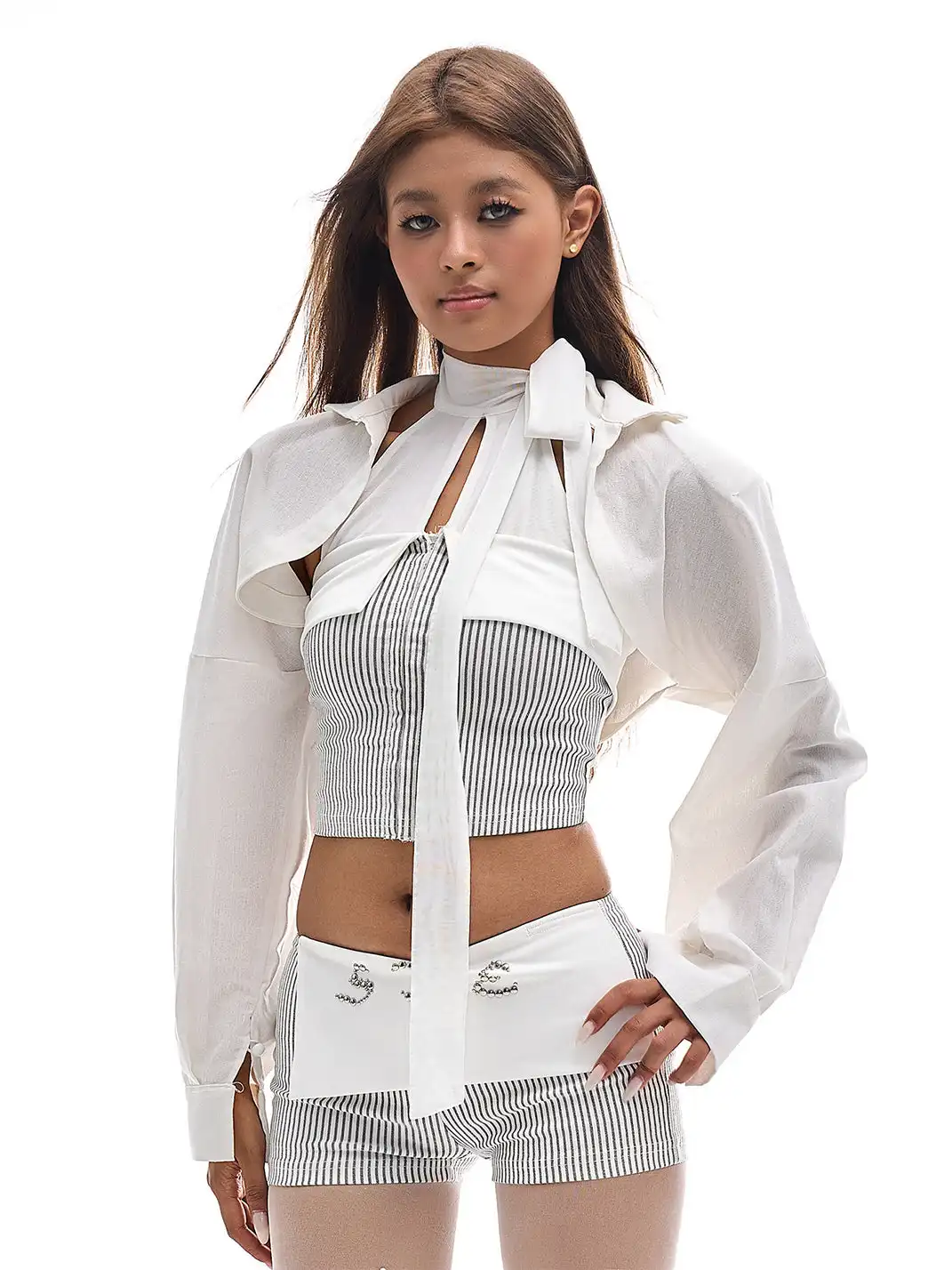 STE | Shirt Collar Padded Shoulder Cover-Up Jacket