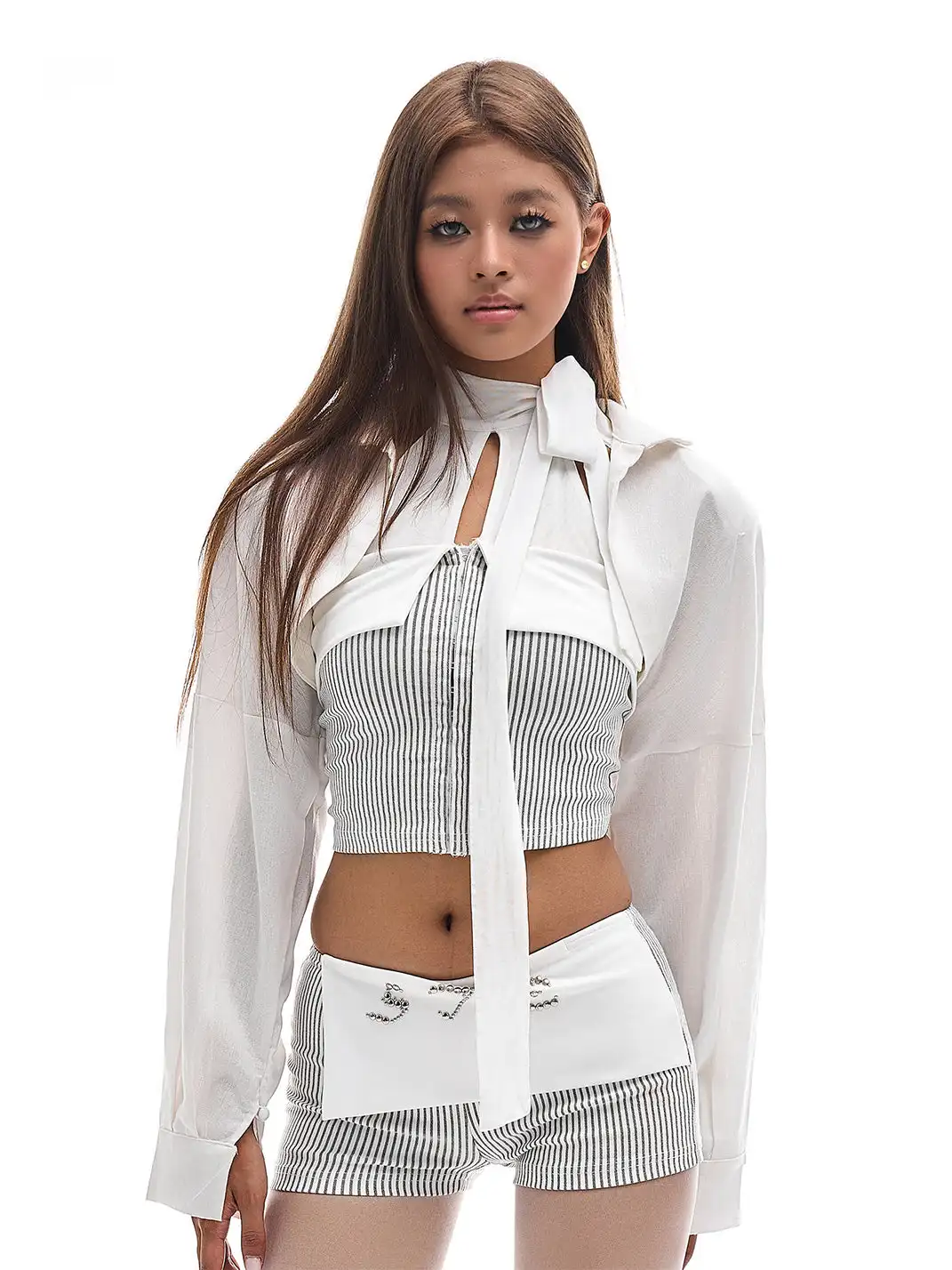 STE | Shirt Collar Padded Shoulder Cover-Up Jacket