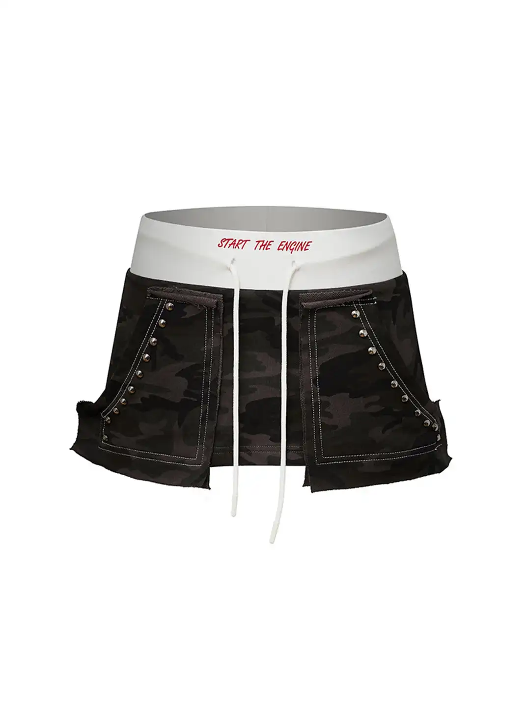 STE | Camouflage Patchwork Studded Top + Short Skirt