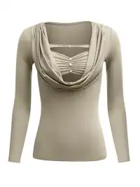 STE | Draped Collar Faux Two-Piece Long-Sleeved T-Shirt
