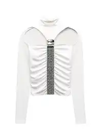 STE | High-Neck Pleated Cutouts Top