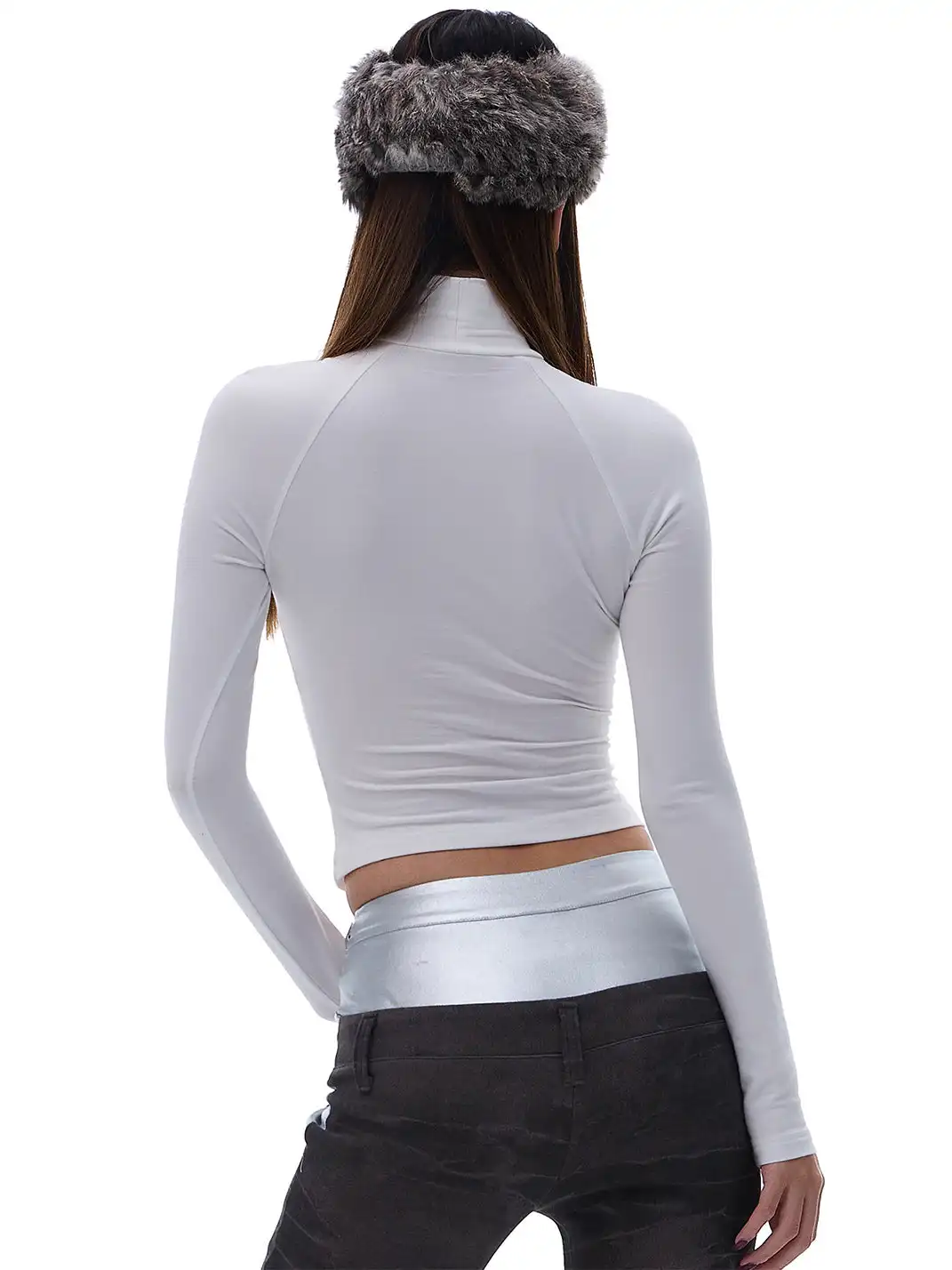 STE | High-Neck Pleated Cutouts Top