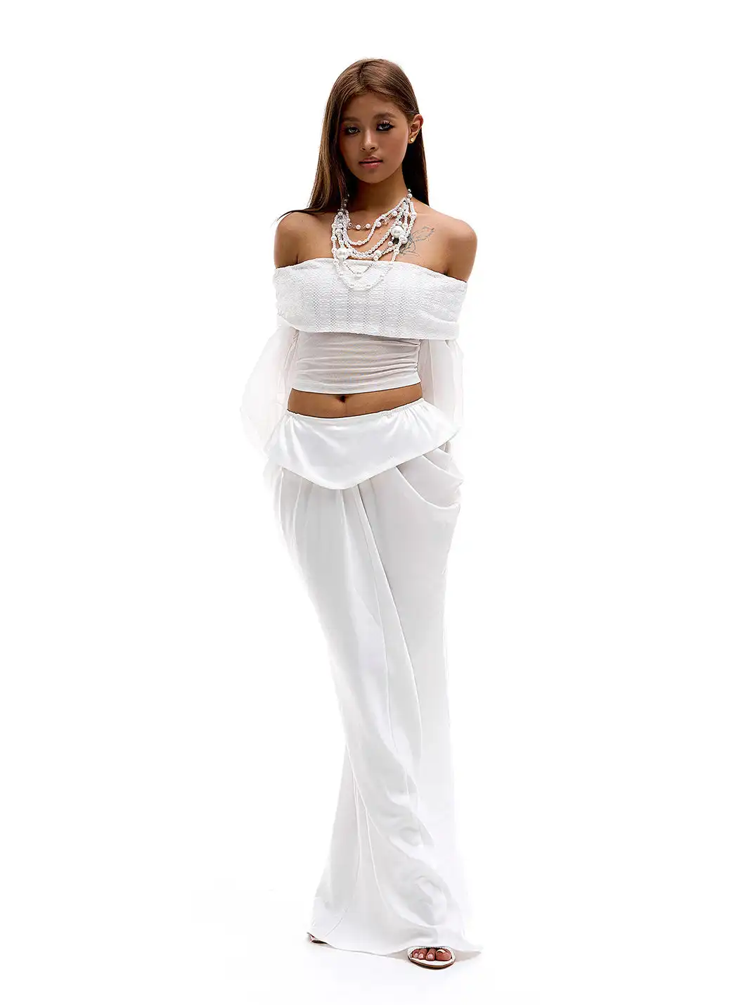 STE | Mesh Lantern Sleeve Off-Shoulder Top