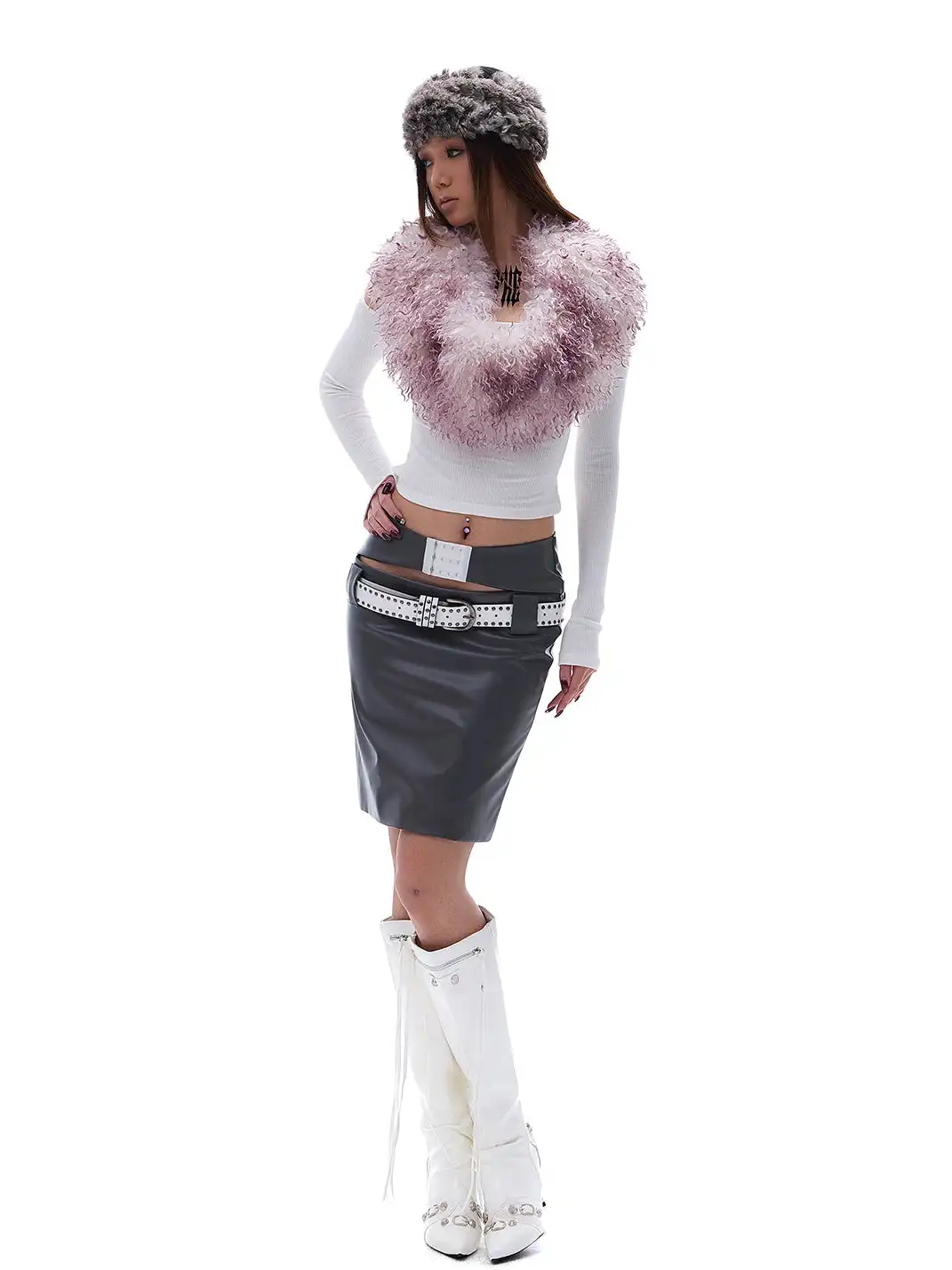 STE | Hollow-Out Matte Patent Leather Bodycon Skirt