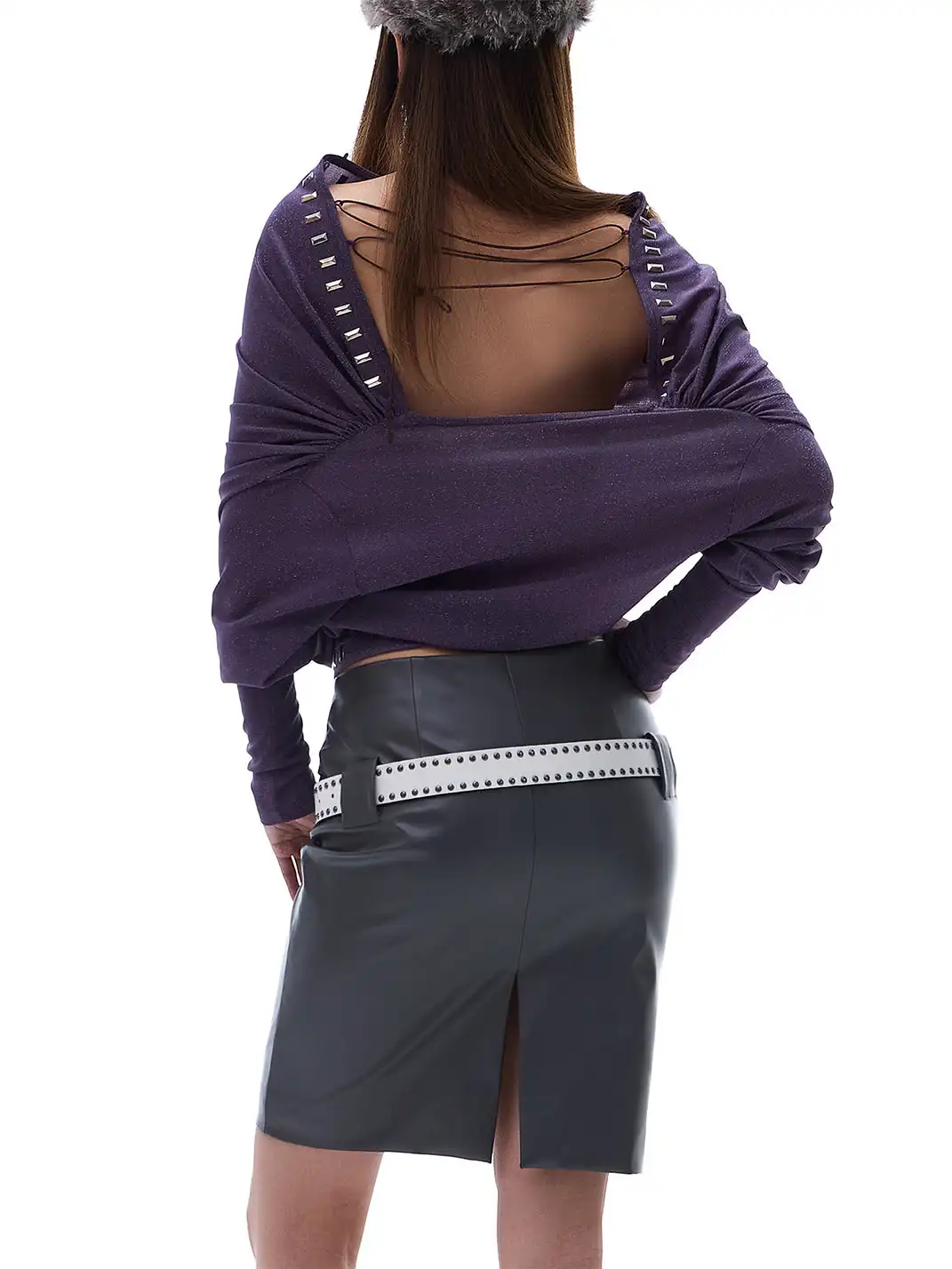 STE | Hollow-Out Matte Patent Leather Bodycon Skirt