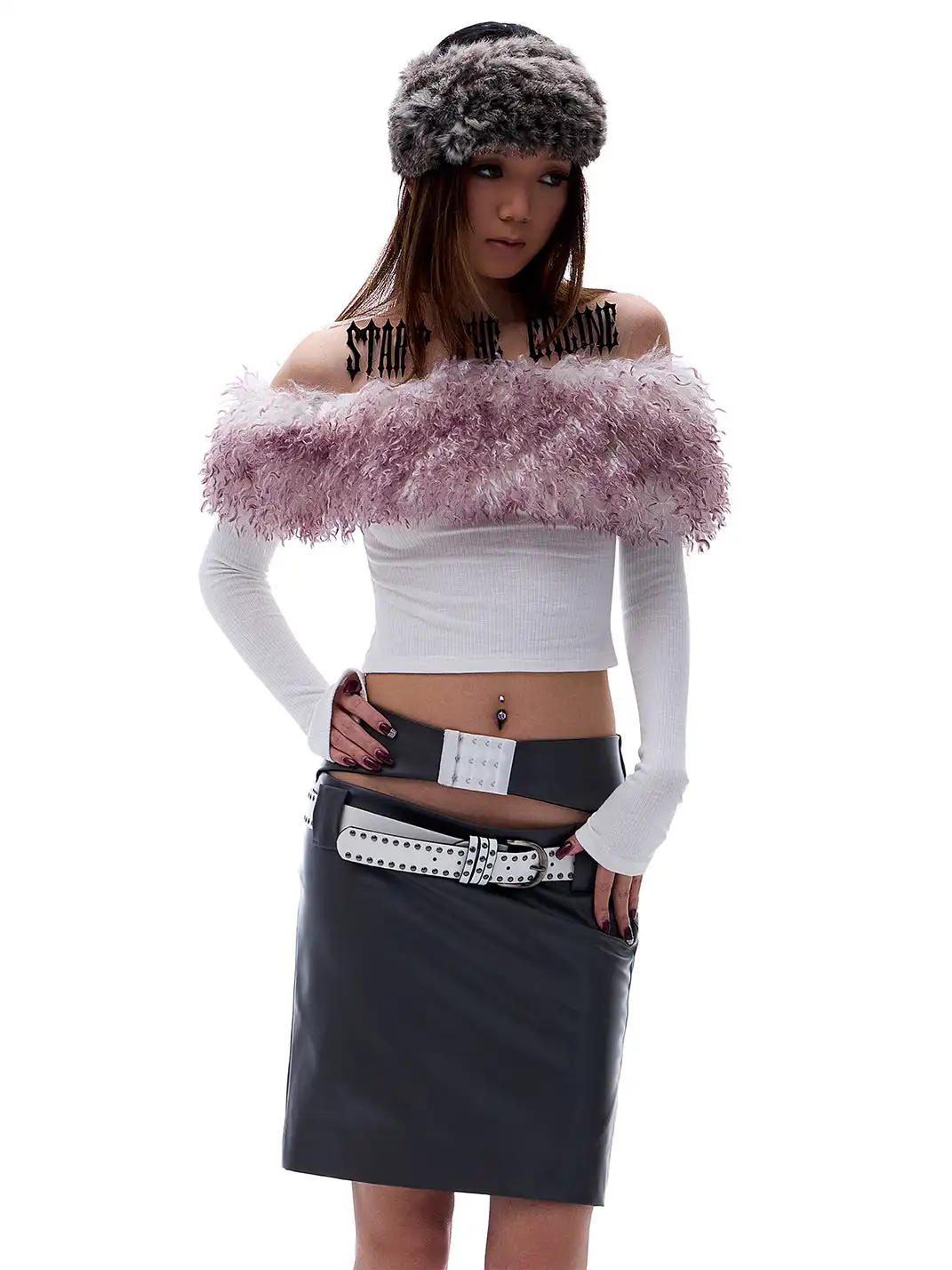 STE | Hollow-Out Matte Patent Leather Bodycon Skirt