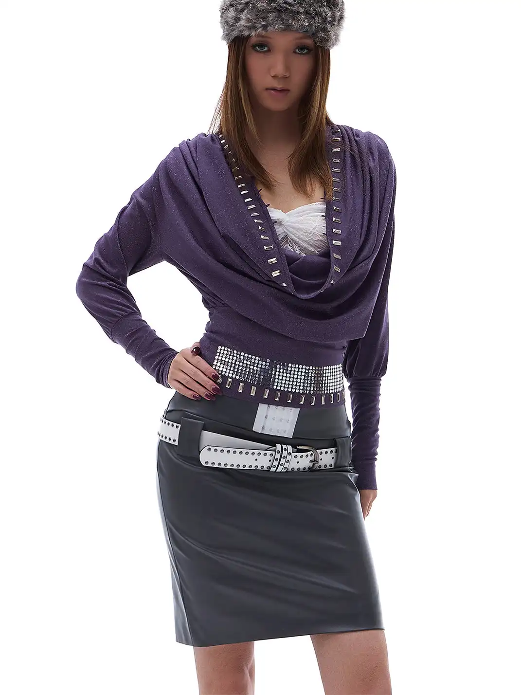 STE | Hollow-Out Matte Patent Leather Bodycon Skirt