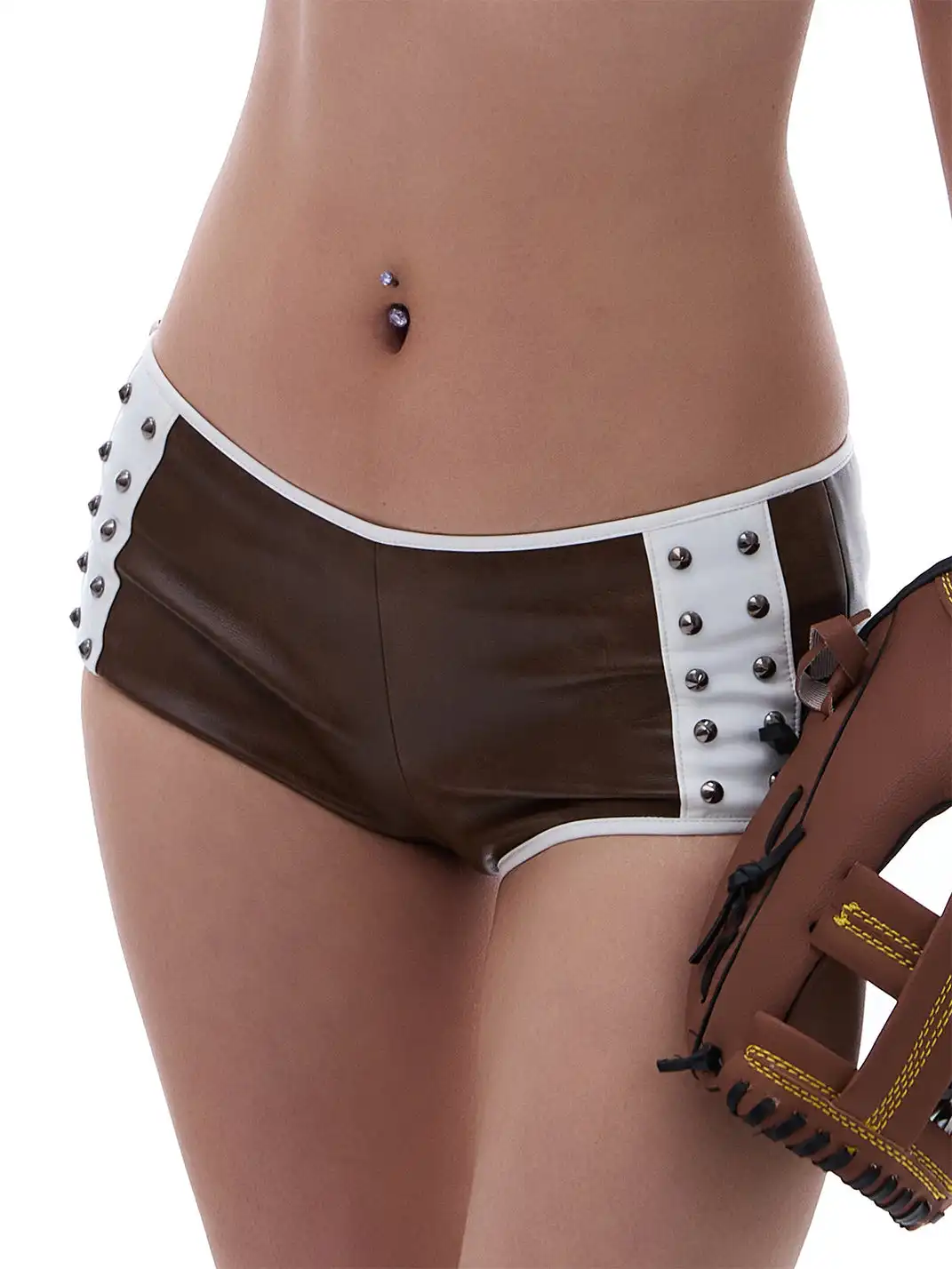 STE | Studded PU Slim-Fit Shorts