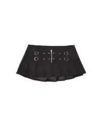 ONNASENSHI | Rivet-Decorated Zipper Pleated Skirt