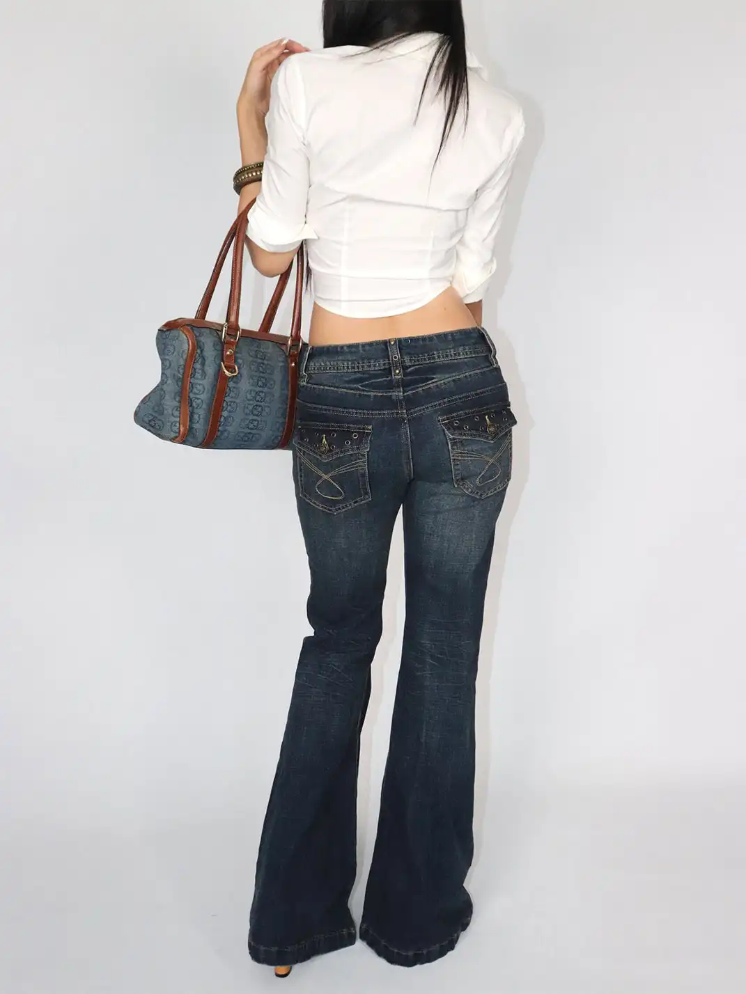 ONNASENSHI | Studded Vintage Distressed Flared Jeans