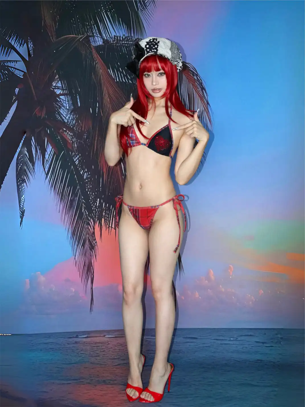 ONNASENSHI | Red Plaid Bikini