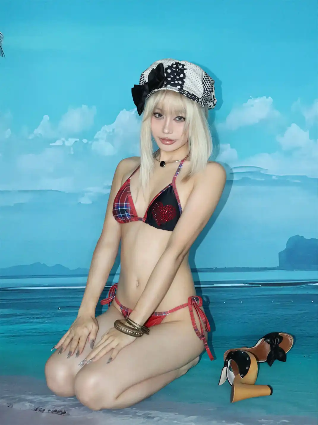 ONNASENSHI | Red Plaid Bikini