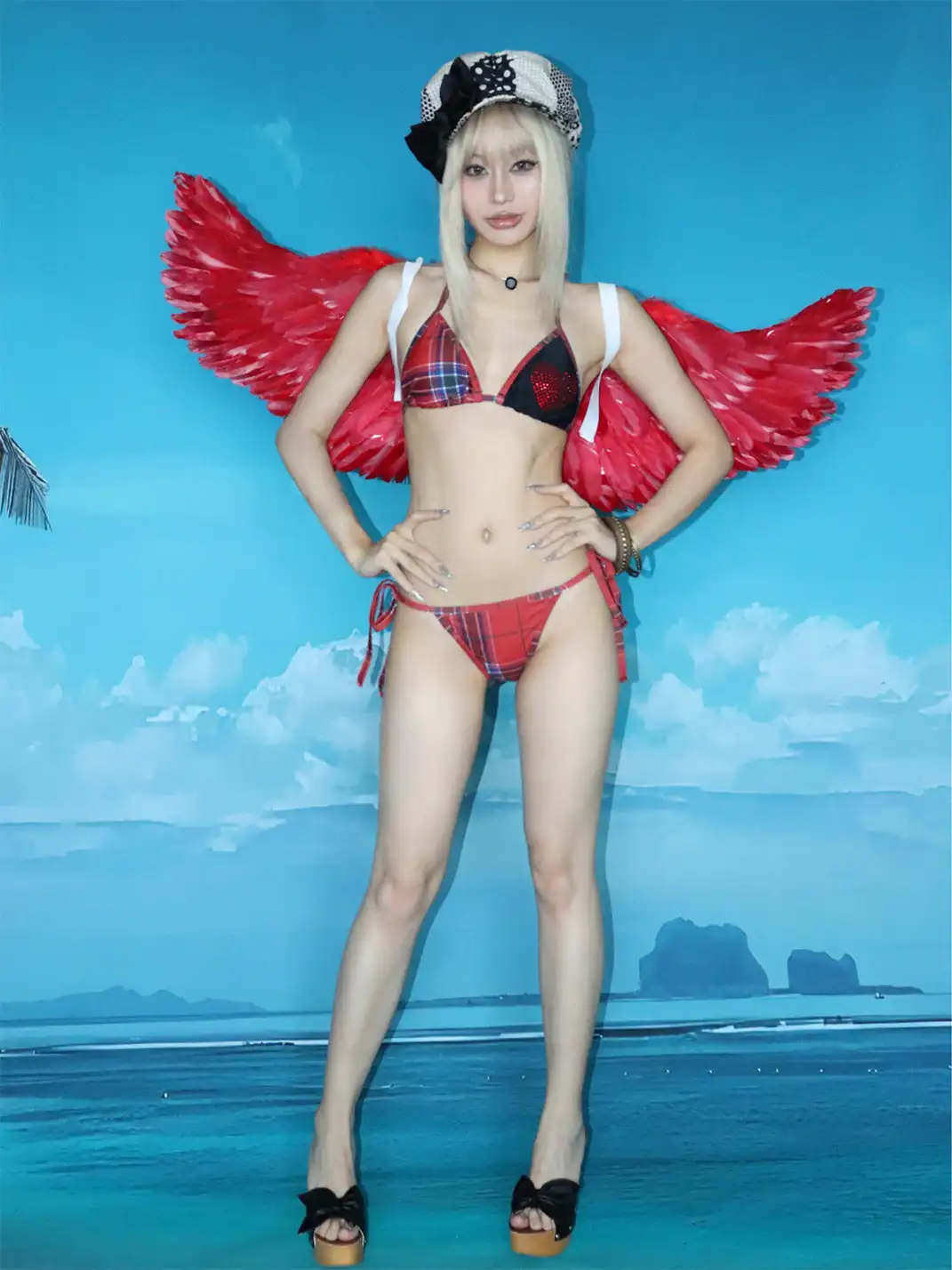 ONNASENSHI | Red Plaid Bikini