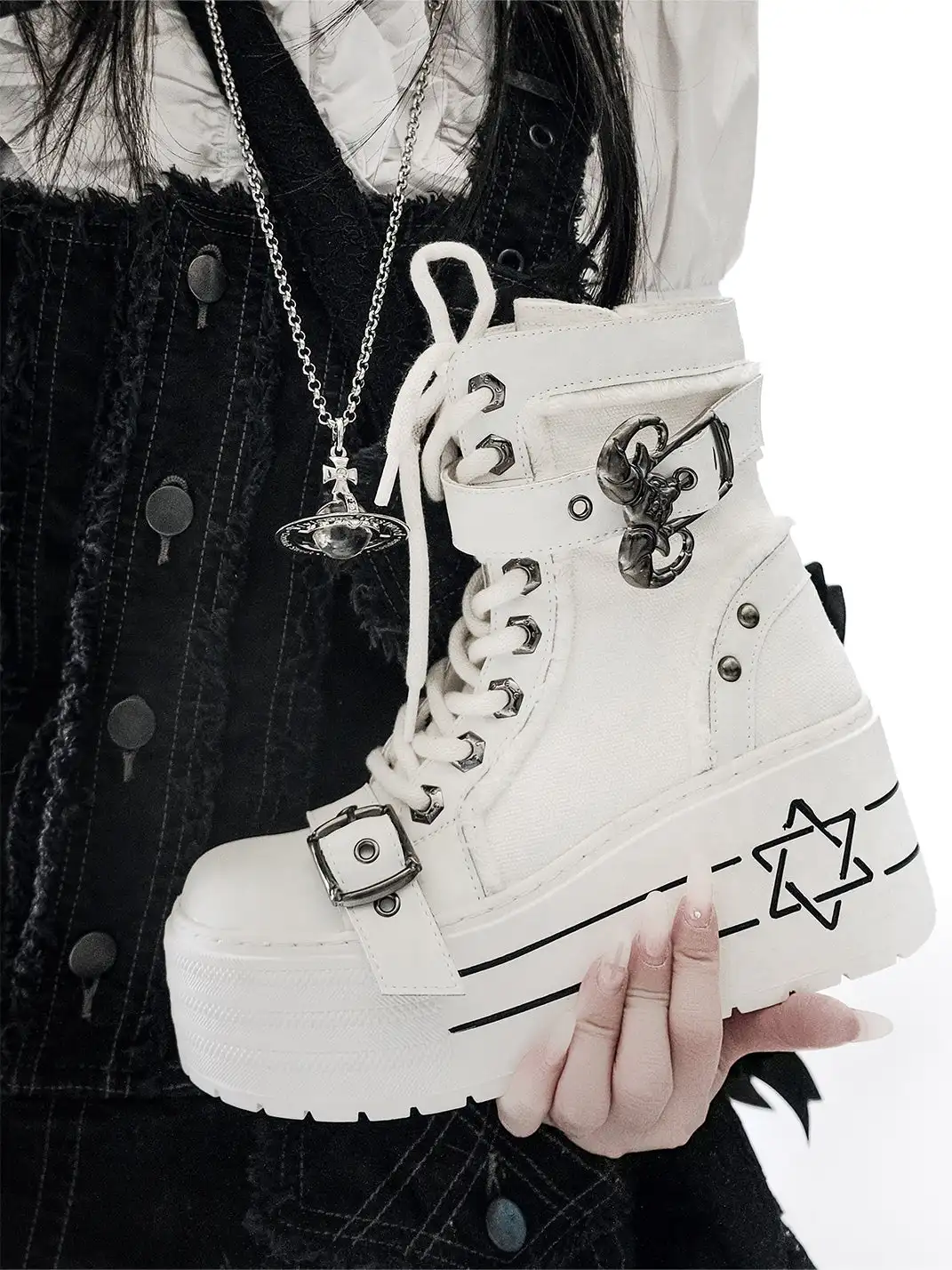 GURURU | Punk Platform Canvas Ankle Boots