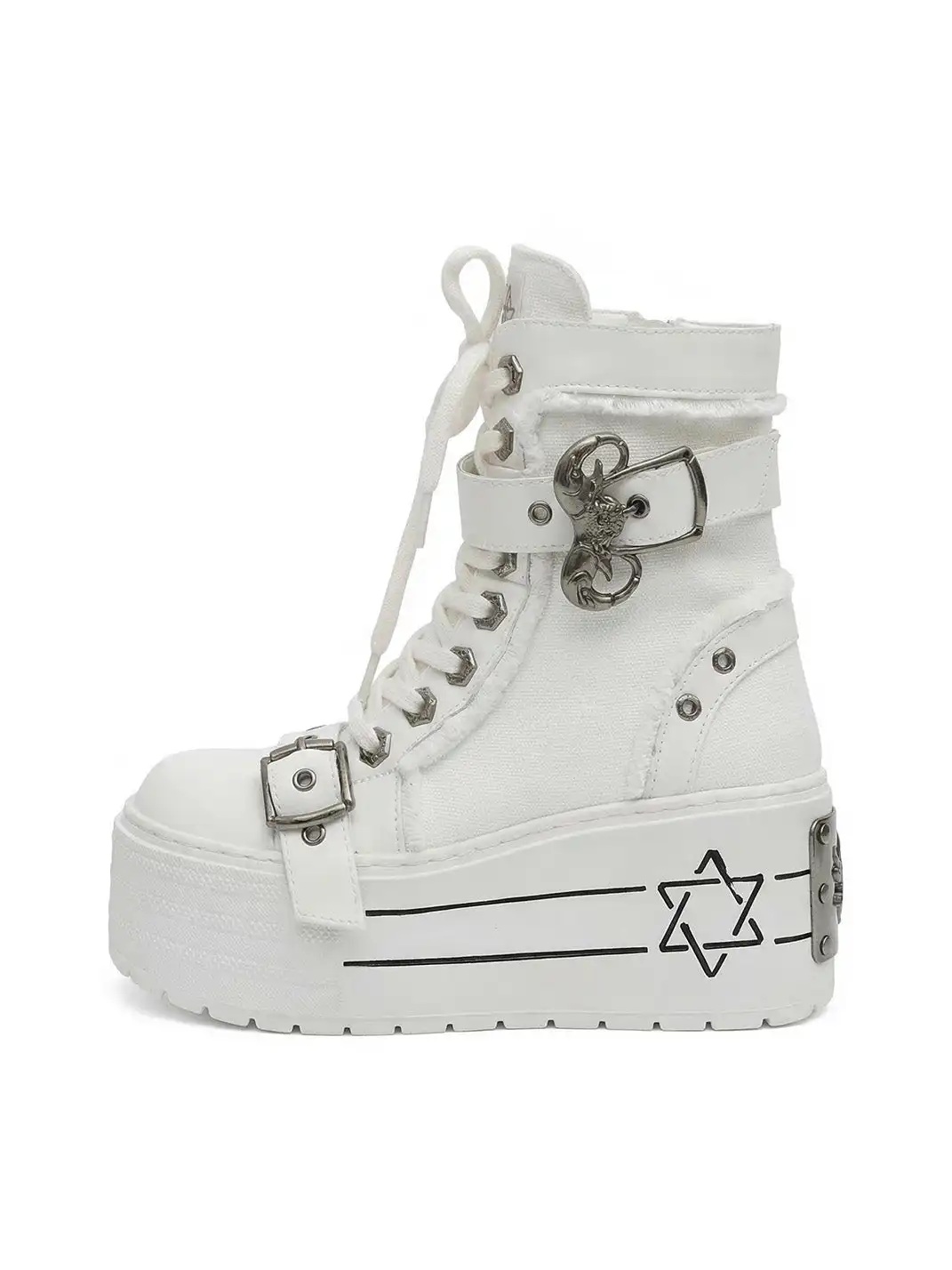 GURURU | Punk Platform Canvas Ankle Boots