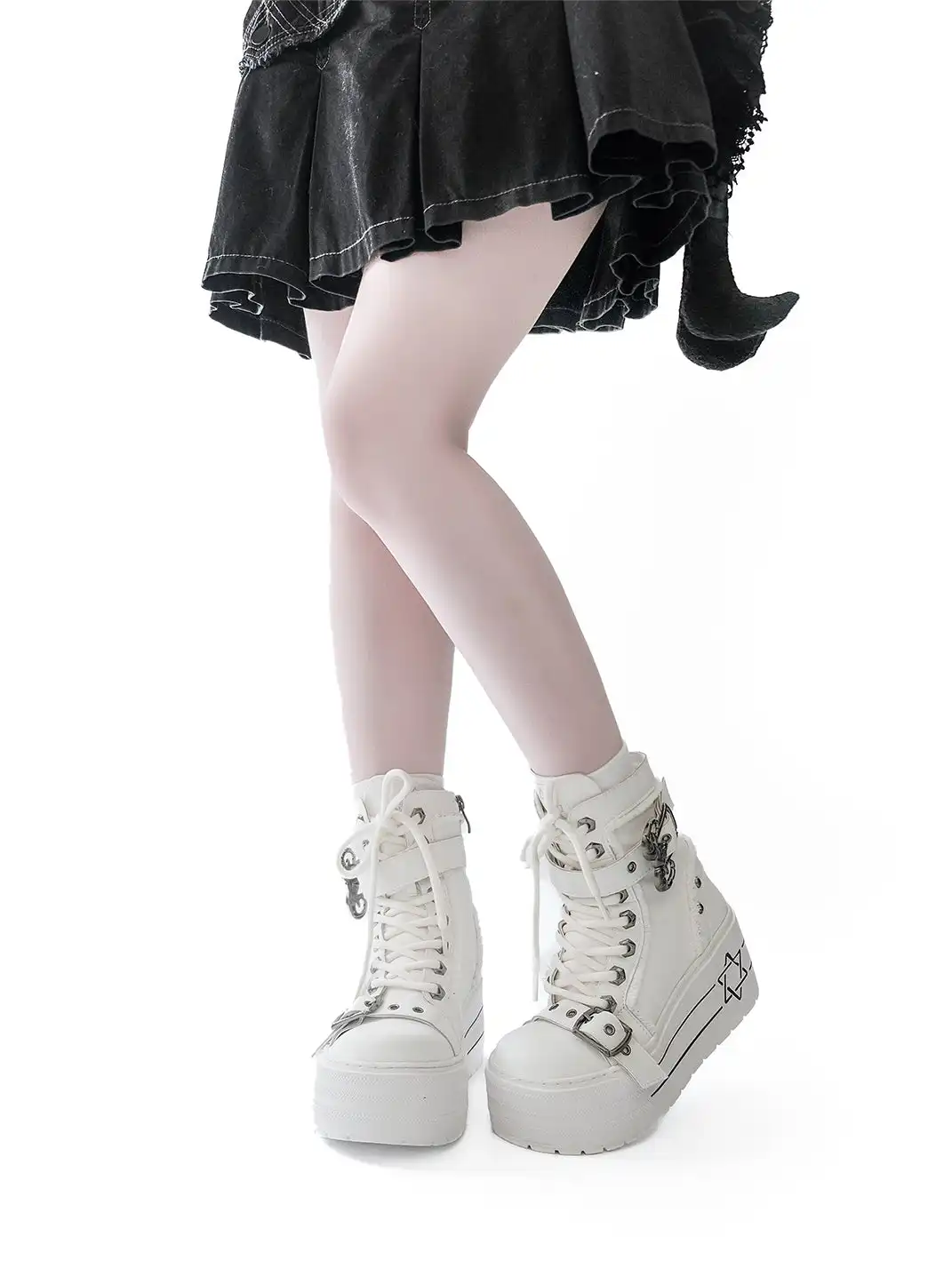 GURURU | Punk Platform Canvas Ankle Boots