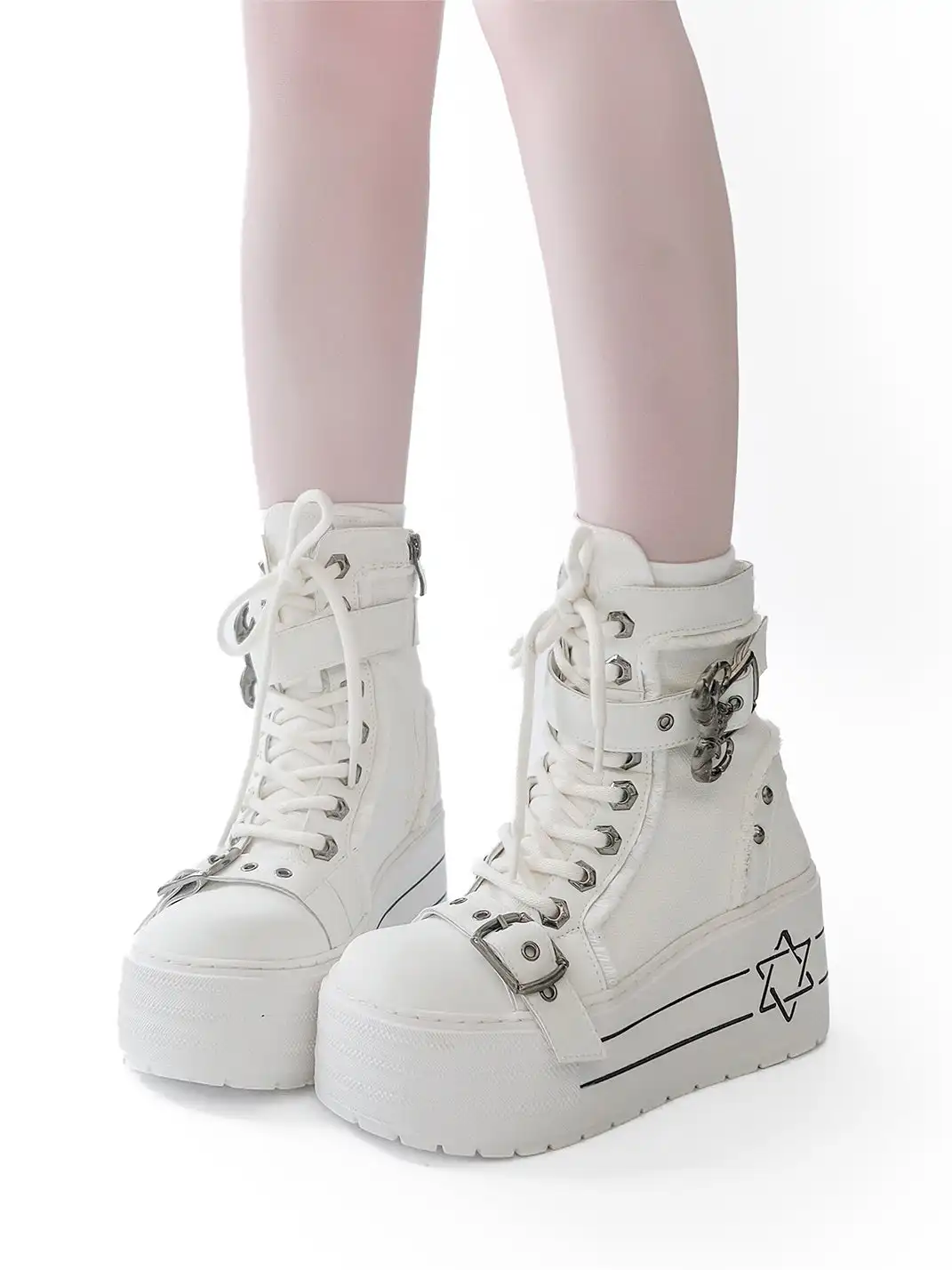 GURURU | Punk Platform Canvas Ankle Boots