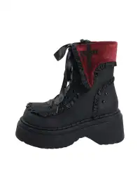 GURURU | Cross-Shaped Round Toe Platform Ankle Boots