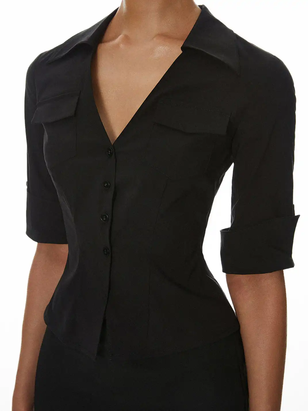 LIAN | V-Neck Shirt + Pencil Skirt