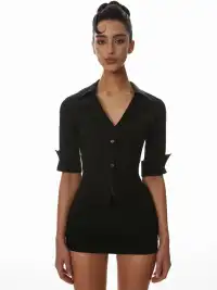LIAN | V-Neck Shirt + Pencil Skirt
