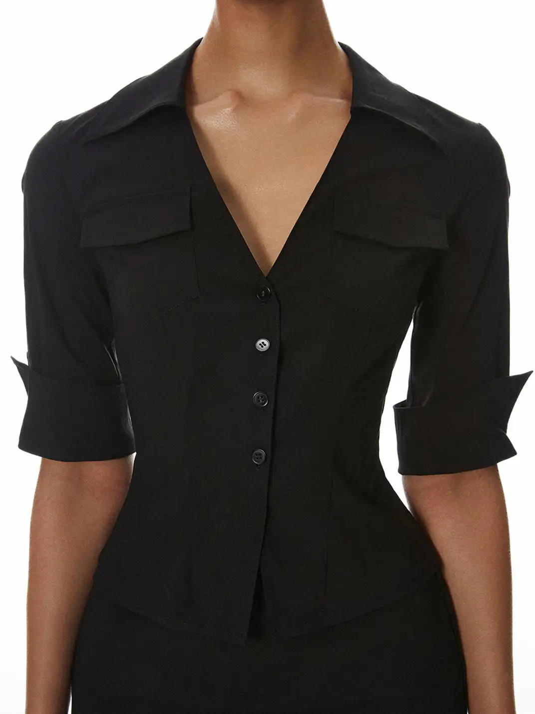 LIAN | V-Neck Shirt + Pencil Skirt