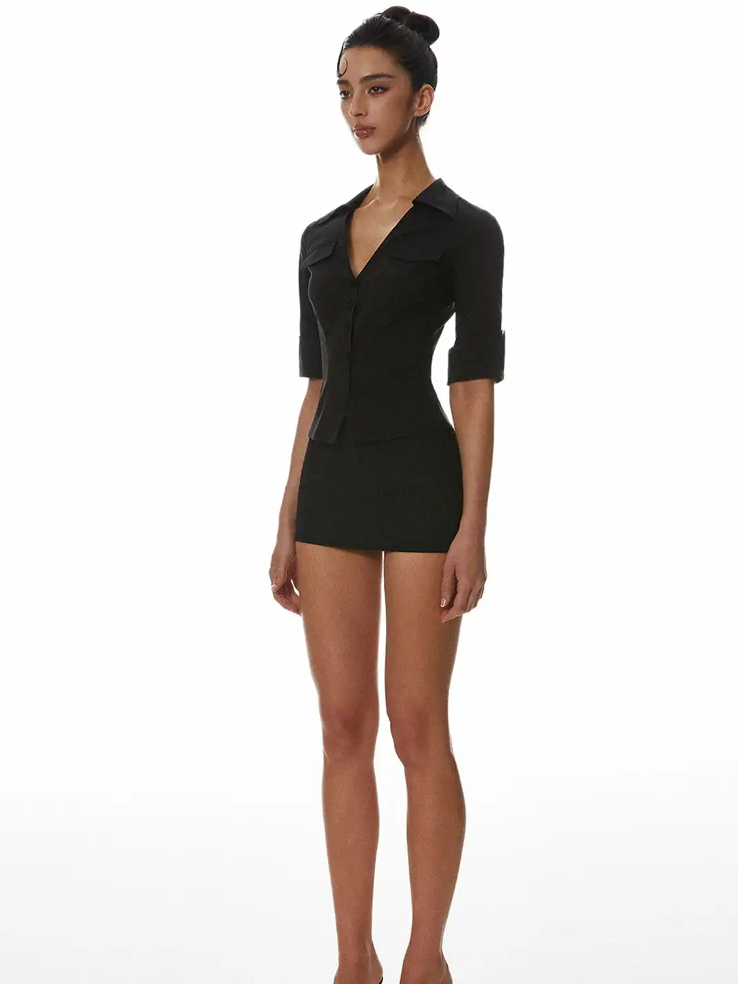 LIAN | V-Neck Shirt + Pencil Skirt