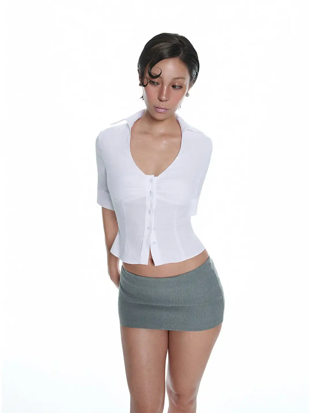 LIAN | White Fitted Short-Sleeved Shirt
