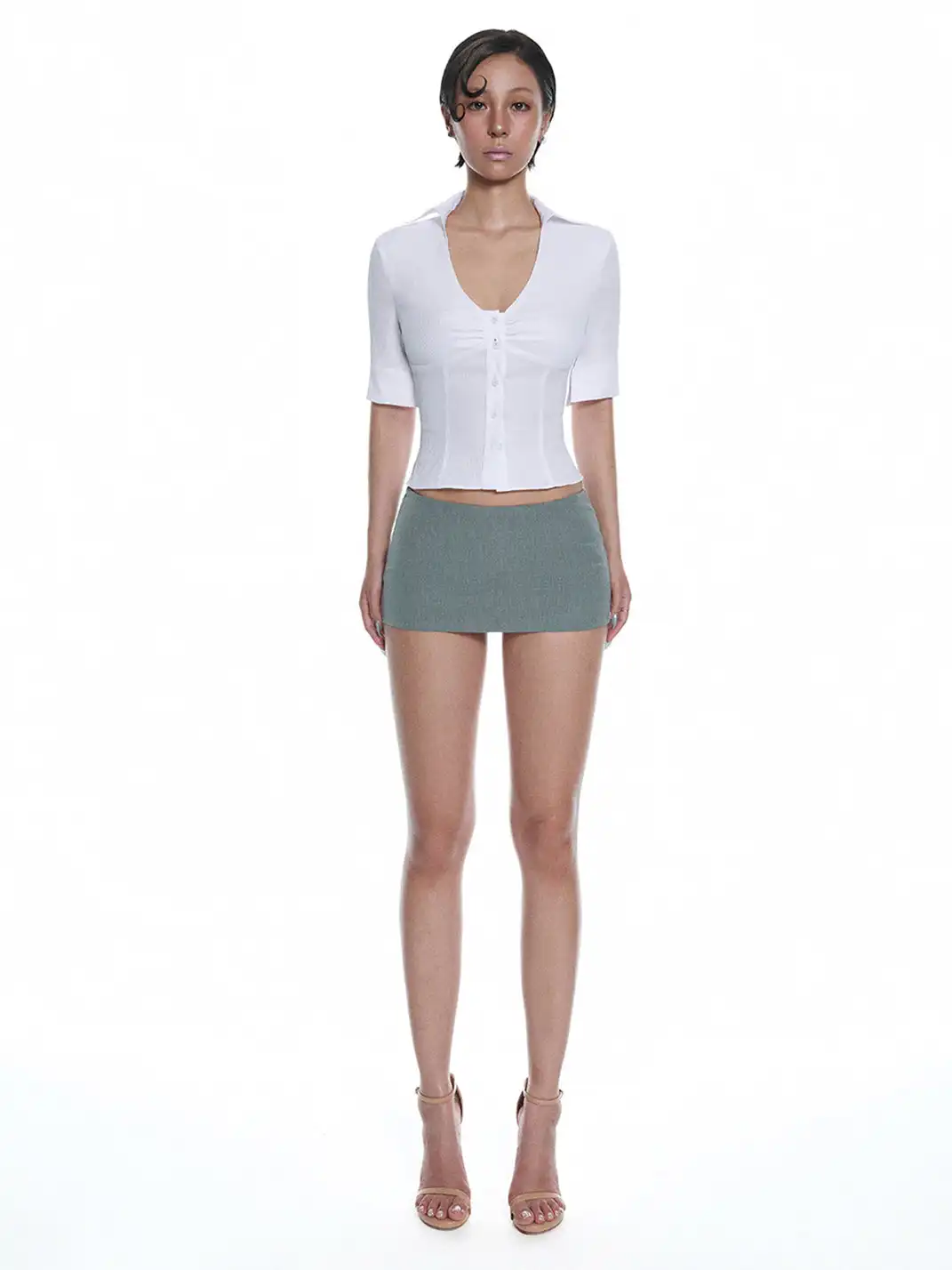 LIAN | White Fitted Short-Sleeved Shirt